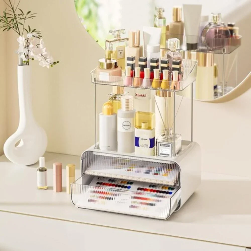 2-Tier Bathroom Counter Organizer, Clear Acrylic Drawers for Skincare & Makeup